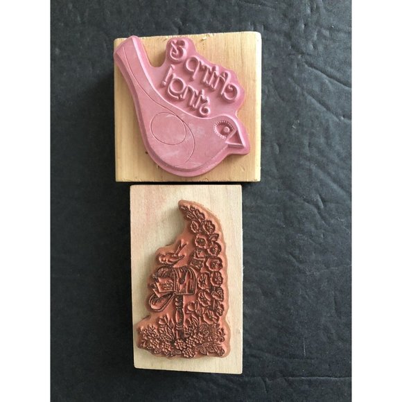 PSX Rubber Stamp Mailbox Bird Snail Mail Hollyhocks Flowers Chirp Sing Saying - Picture 4 of 6